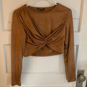 Gold long sleeved cropped shirt